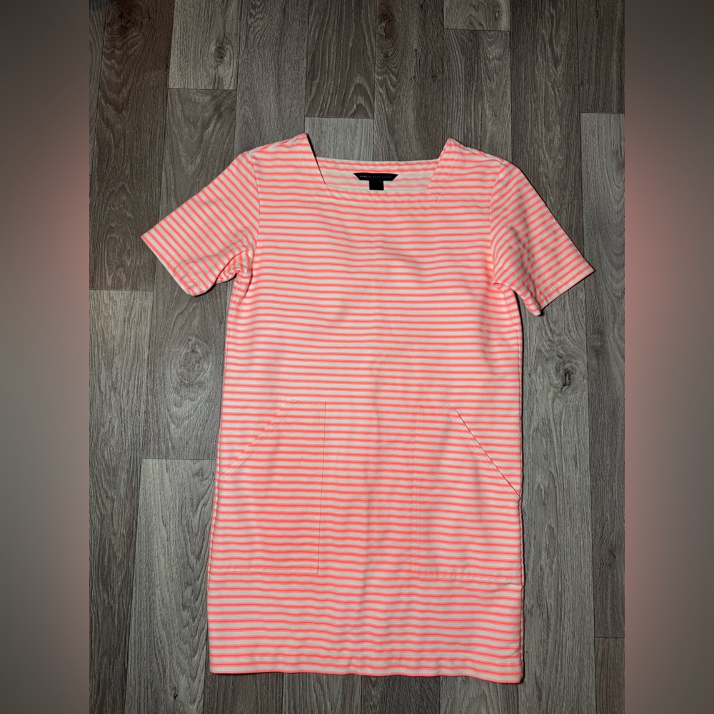 Marc by Marc Jacobs Coral & White Striped Mini Dress Size S